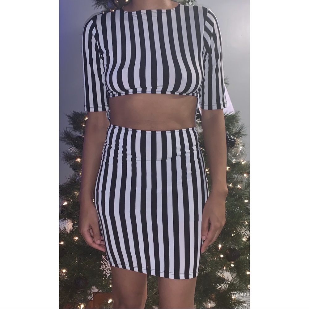 Striped cut out dress
